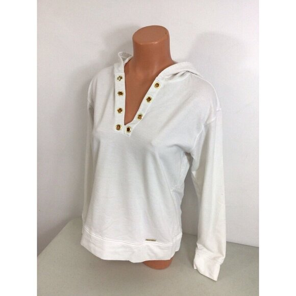 Michael Kors White Hoodie Top Womens Small - Picture 1 of 6